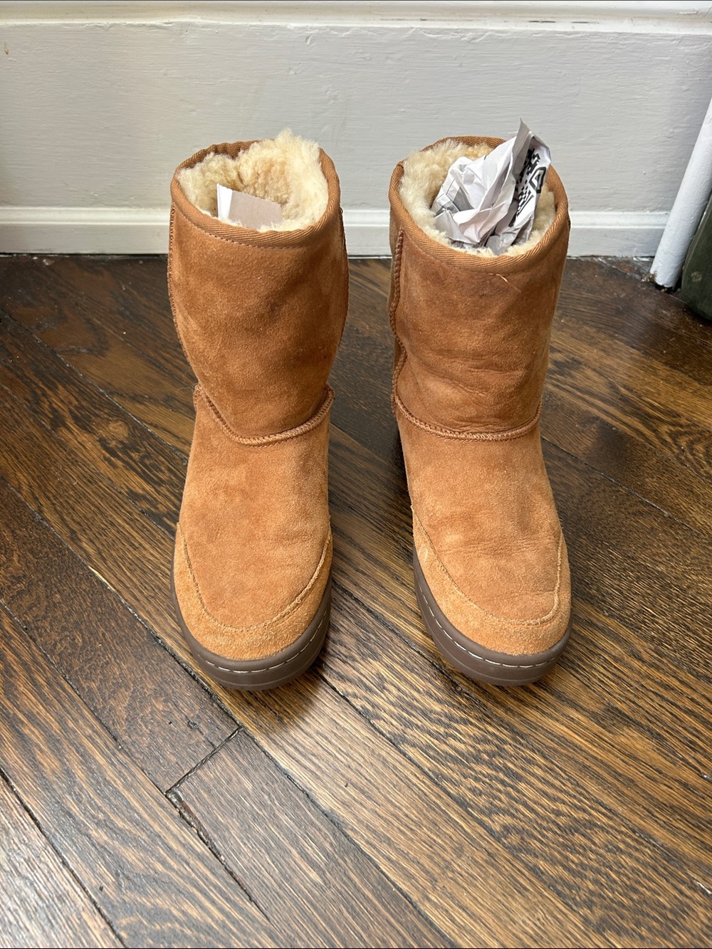 UGG Women’s Chestnut Short Suede Boot with Shearling